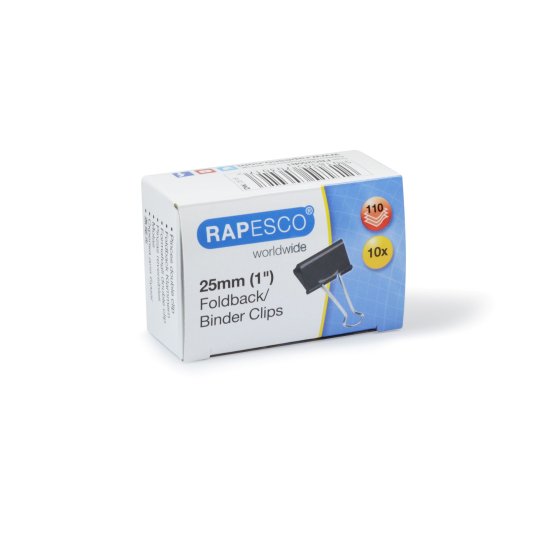 040 FOLDBACK CLIPS 25MM BLACK 10S - Image 1