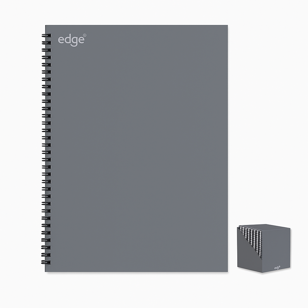 1801 A5 EDGE TWIN-WIRE NOTEBOOK – GREY COVER - Image 1