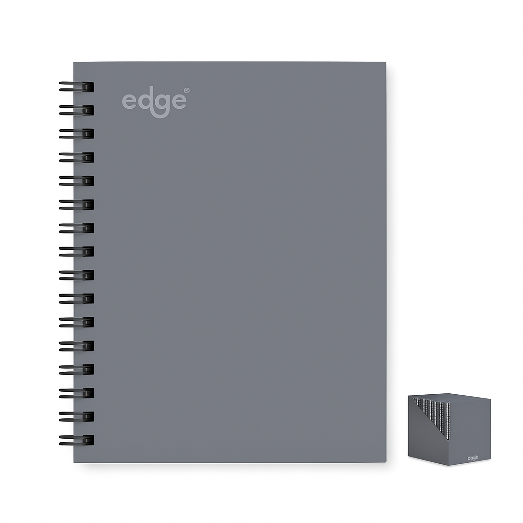 1803 A6 EDGE TWIN-WIRE NOTEBOOK – GREY COVER - Image 1