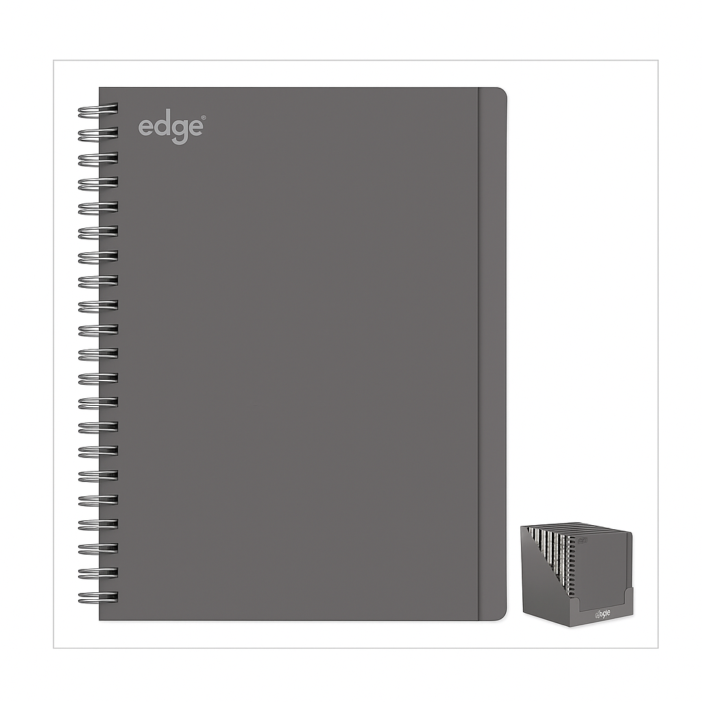 1811 A4 EDGE TWIN-WIRE NOTEBOOK – GREY COVER - Image 1