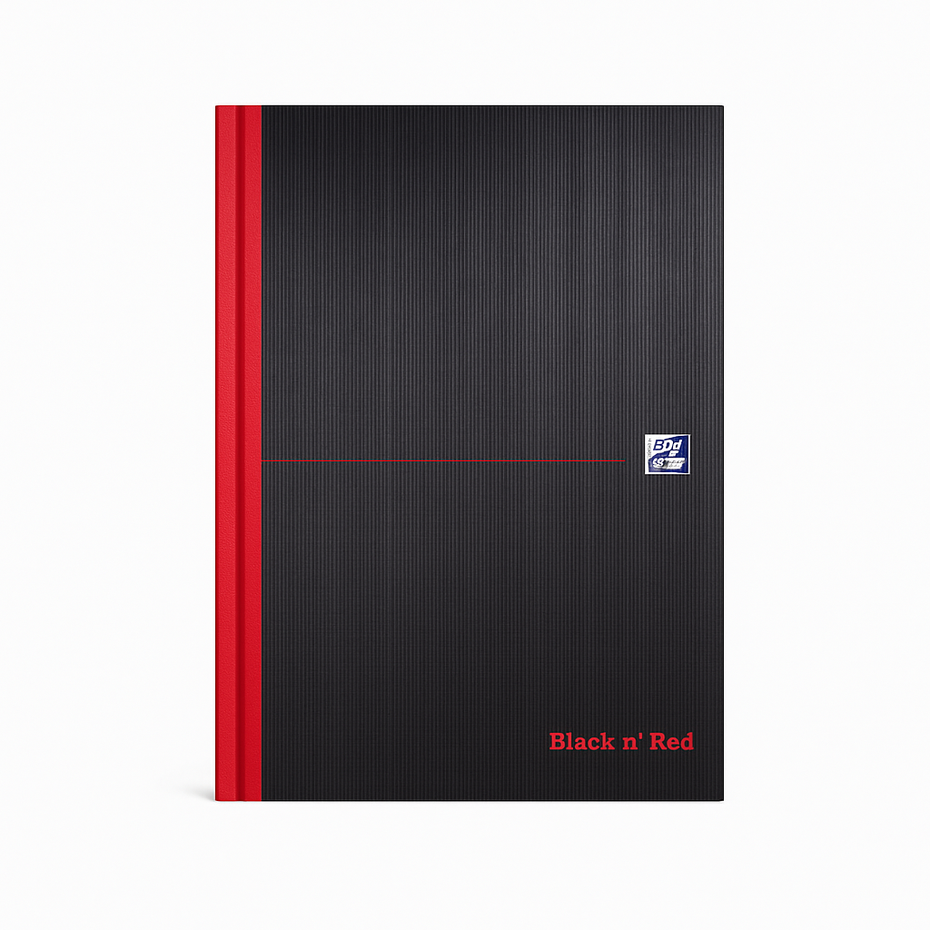 2714 RED N’ BLACK A4 SINGLE CASH BOOK (CASEBOUND) - Image 1