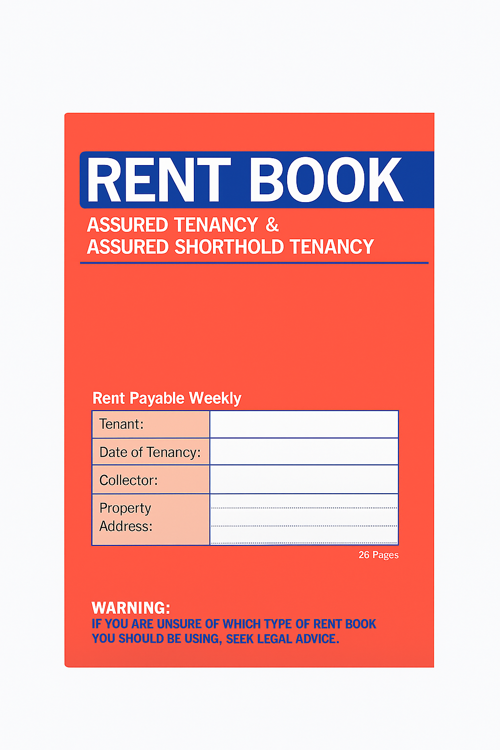 2805 RENT BOOK — ASSURED & ASSURED SHORTHOLD TENANCY (16 PAGES) - Image 1