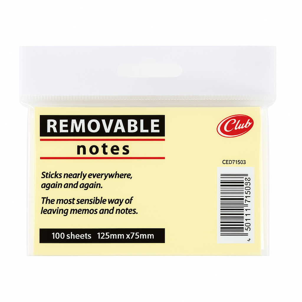 3002 REMOVABLE STICKY NOTES 125 × 75 MM - Image 1