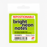 REPOSITIONABLE NEON STICKY NOTES 75 × 75MM