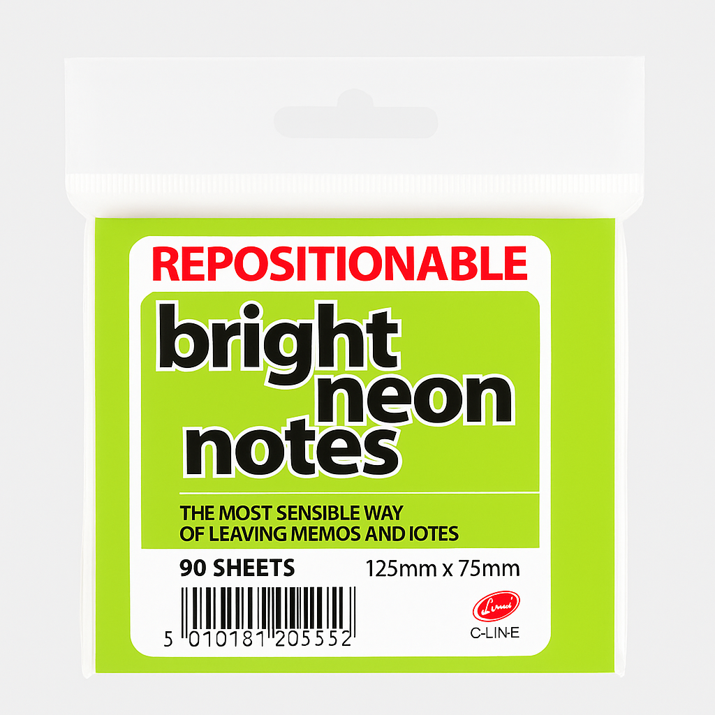 3003 NEON REPOSITIONABLE NOTES 125 × 75MM - Image 1
