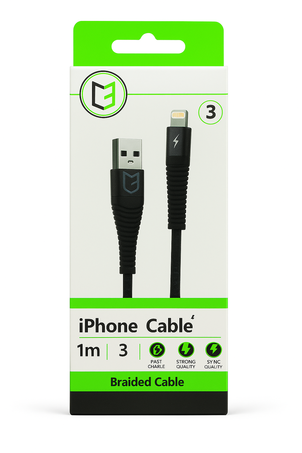 4505 IPHONE BRAIDED CABLE BLACK - Image 1