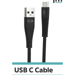 USB C 1M BRAIDED CABLE BLACK