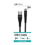 USB C 2M BRAIDED CABLE BLACK