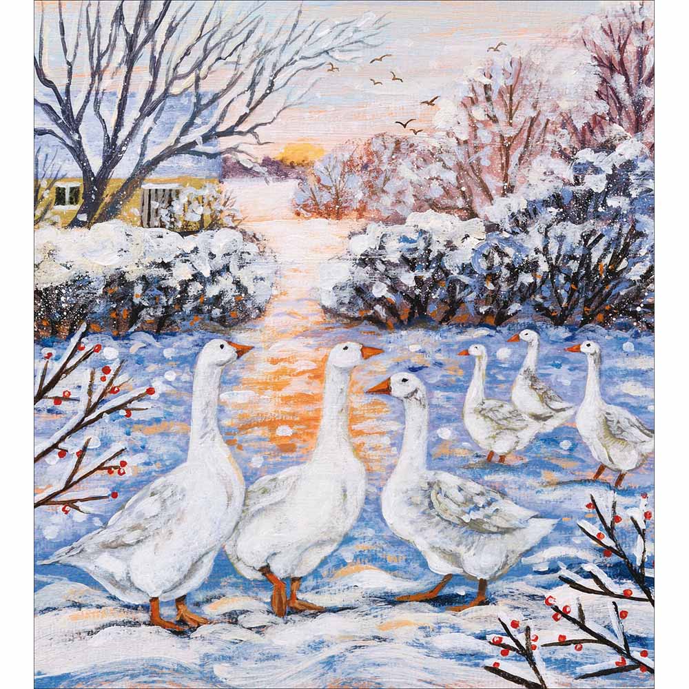 626906 SIX GEESE ARE LAYING CHRISTMAS CARD - Image 1