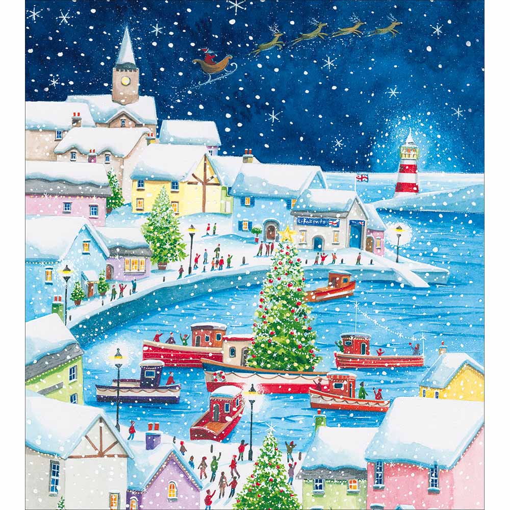627040 SNOWY HARBOUR CHRISTMAS CARD - Image 1