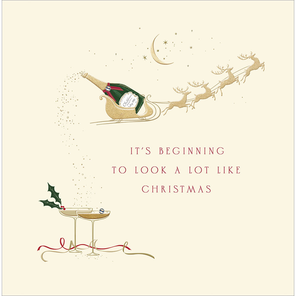 628566 CHAMPAGNE SLEIGH CHRISTMAS CARD - Image 1