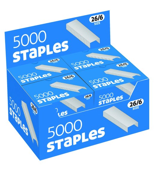 656 BOX 5000 26/6 STAPLES - Image 1