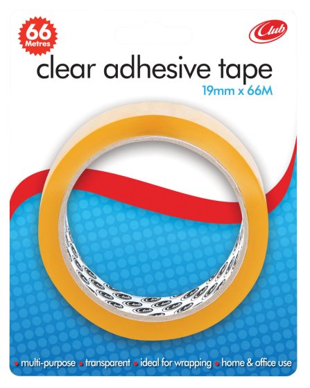 906 CLEAR TAPE 19MM X 66M CARDED - Image 1