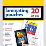 PACK 20 A4 LAMINATING POUCHES