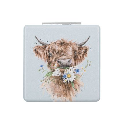 'DAISY COO' HIGHLAND COW COMPACT MIRROR