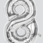 86CM SILVER NUMBER 8 FOIL BALLOON