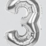 86CM SILVER NUMBER 3 FOIL BALLOON