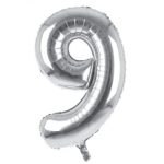 34IN SILVER NUMBER 9 FOIL BALLOON