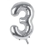34IN SILVER NUMBER 3 FOIL BALLOON