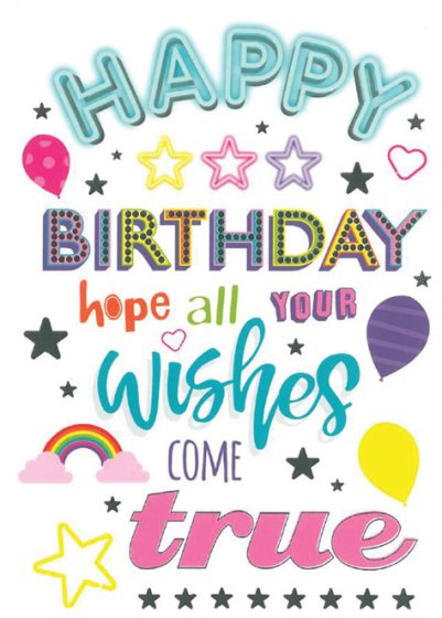 12 BIRTHDAY CARD – BRIGHT WISHES DESIGN - Image 1