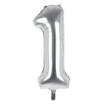 34" SILVER NUMBER 1 FOIL BALLOON