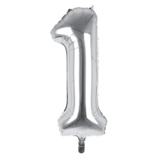 14 34" SILVER NUMBER 1 FOIL BALLOON - Image 1