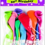 50th BIRTHDAY PRINTED BALLOONS – PACK OF 10