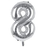 34IN SILVER NUMBER 8 FOIL BALLOON