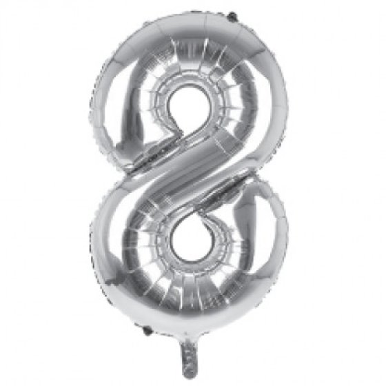 2 34IN SILVER NUMBER 8 FOIL BALLOON - Image 1