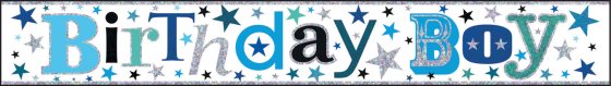 24 BANNER BIRTHDAY BOY STARBURST BLUE - Image 1
