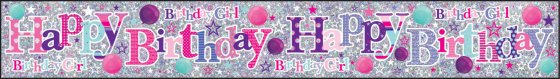 28 HAPPY BIRTHDAY BANNER PASTEL SPARKLE - Image 1