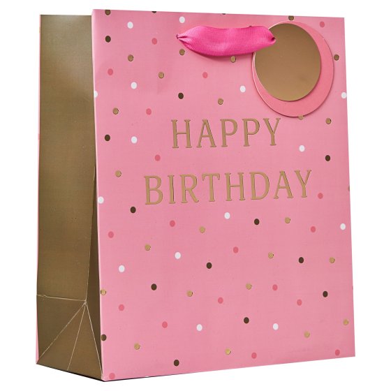 32 HAPPY BIRTHDAY PINK MEDIUM GIFT BAG - Image 1