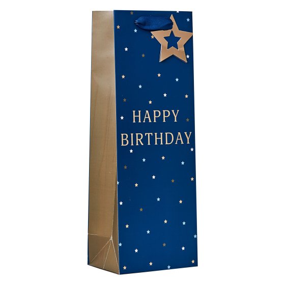 38 HAPPY BIRTHDAY BLUE BOTTLE GIFT BAG - Image 1