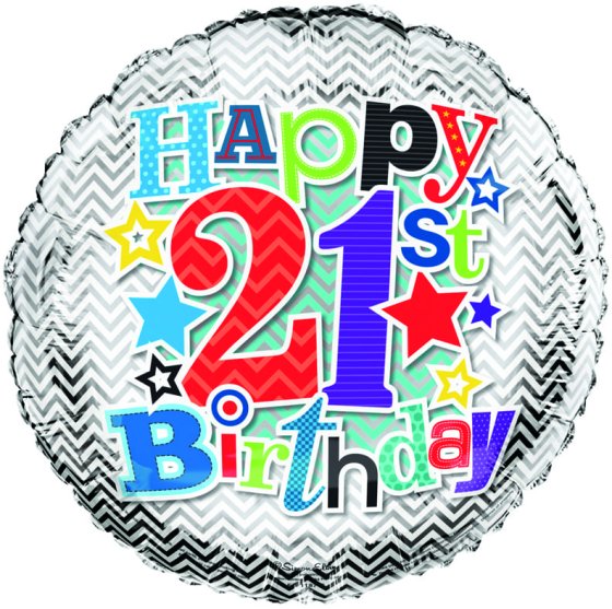 45 BALLOON 18IN FOIL AGE 21 MALE - Image 1