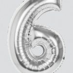 86CM SILVER NUMBER 6 FOIL BALLOON