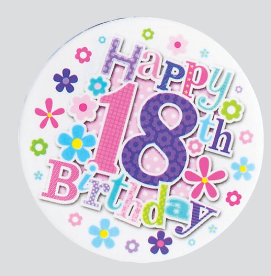 52 AGE 18 BIRTHDAY BADGE – MIXED DESIGNS - Image 1