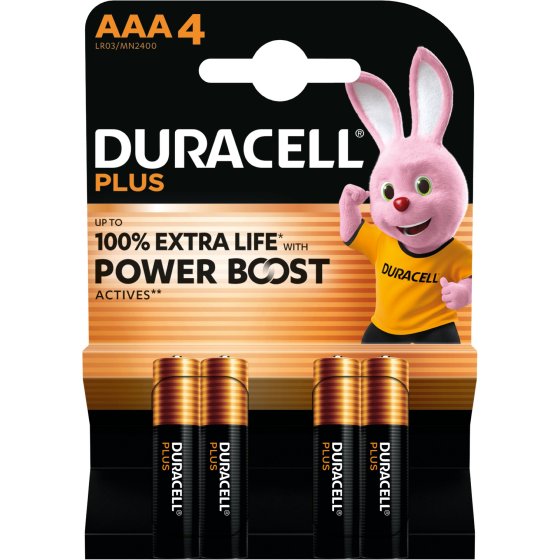 55 BATTERIES DURACELL PLUS AAA 4 PACK - Image 1