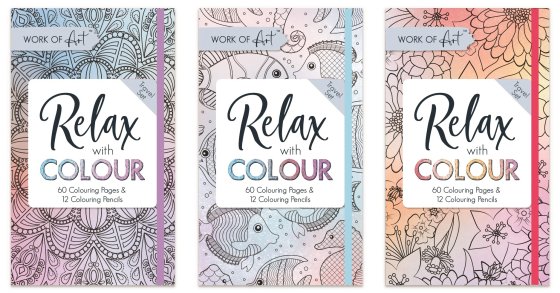 56 RELAX WITH COLOUR – COLOURING SET (60 PAGES + 12 PENCILS) - Image 1
