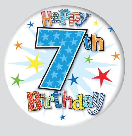56 AGE 7 BIRTHDAY BADGE – MIXED DESIGNS - Image 1