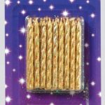 CANDLES SPIRAL GOLD GLITTER 18