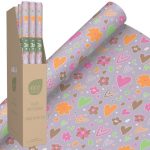 ECO NATURE HEARTS AND FLOWERS GIFT WRAP ROLL 3M