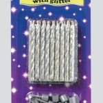 CANDLES SPIRAL SILVER GLITTER 18