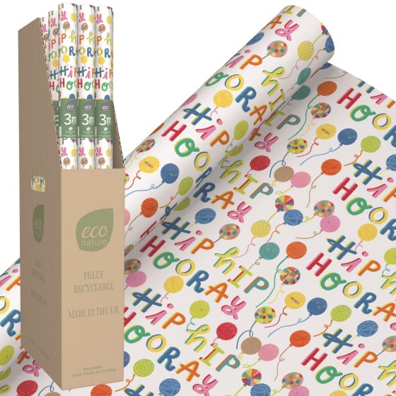 59 ECO NATURE CELEBRATION BALLOONS GIFT WRAP ROLL 3M - Image 1