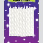 CANDLES SPIRAL WHITE GLITTER 18