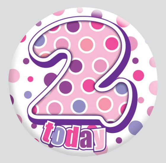 61 AGE 2 BIRTHDAY BADGE – MIXED DESIGNS - Image 1