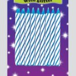 CANDLES SPIRAL BLUE GLITTER 18