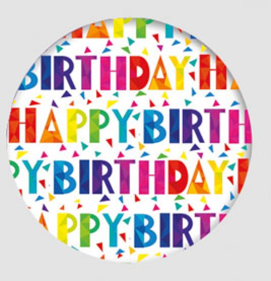65 HAPPY BIRTHDAY BADGE – MIXED DESIGNS - Image 1