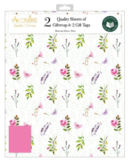 66 FLORAL BUTTERFLIES GIFT WRAP SET - Image 1