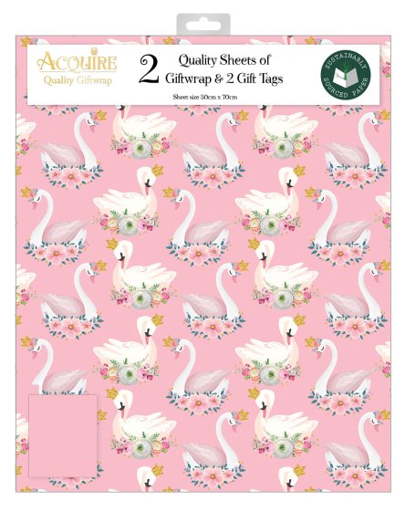69 FLORAL SWAN DREAMS GIFT WRAP SET - Image 1