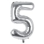 34IN SILVER NUMBER 5 FOIL BALLOON